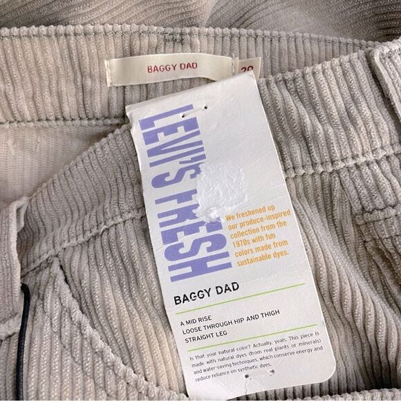 Levi's Fresh Baggy Dad Corduroy Pants size 29 NEW Mid Rise Straight Leg Slouchy - Picture 13 of 13
